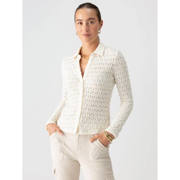 Anthropologie Tops - Sanctuary Pucker Up Dream Girl Top Size L Ivory Lace Long Sleeve Anthropologie